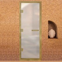 Дверь Престиж 60G Сатин АРТА с профилем под золото