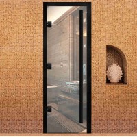 Дверь Премьер 60G  Прозрачная АРТА с черным профилем