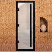 Дверь Премьер 60G  Сатин АРТА с черным профилем