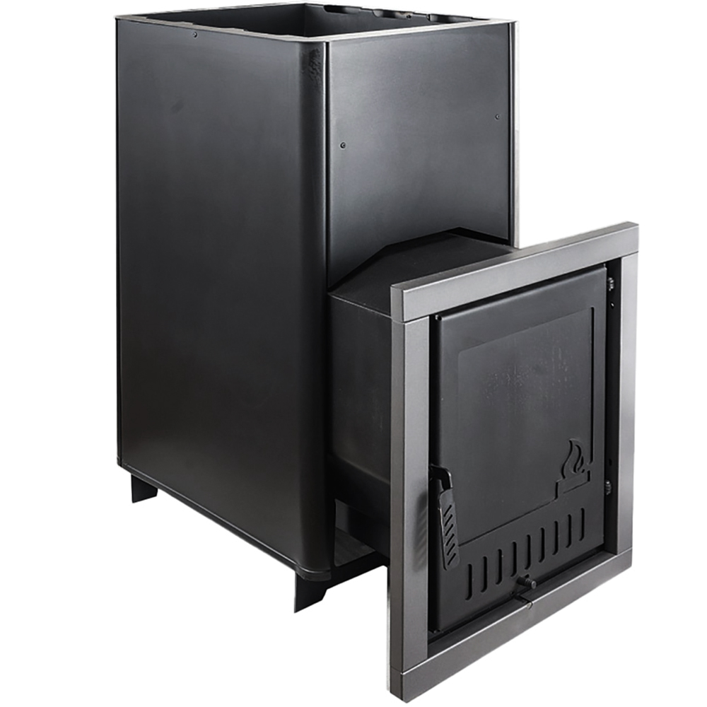 Печь для бани Варвара Волжанка c выносной топкой 185 мм дверка с заглушкой под стекло, парная 24 – 40 м³