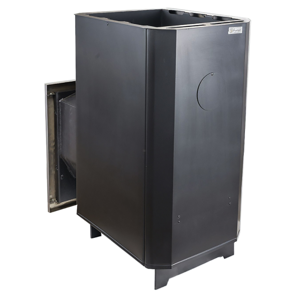 Печь для бани Варвара Волжанка c выносной топкой 185 мм дверка с заглушкой под стекло, парная 24 – 40 м³