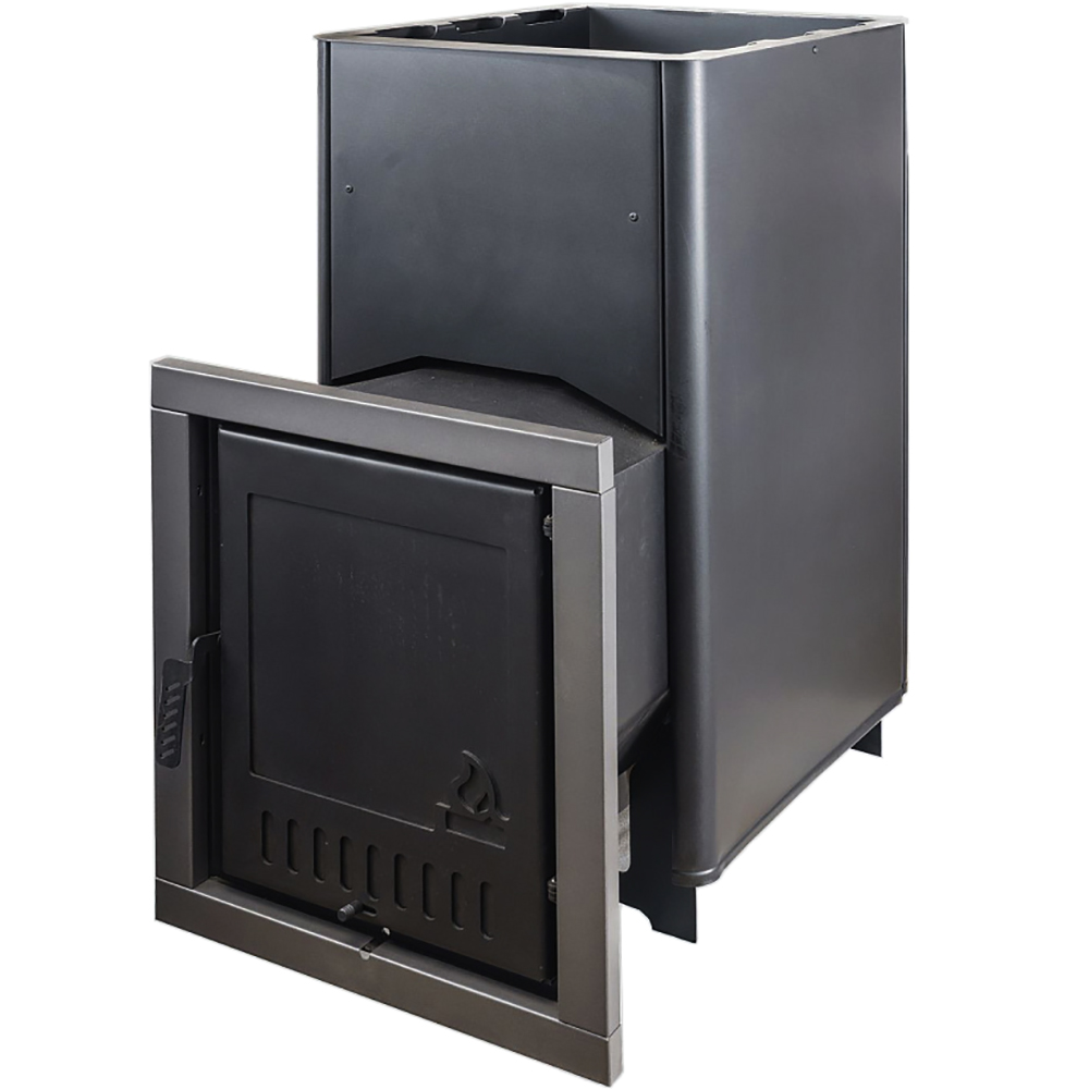 Печь для бани Варвара Волжанка c выносной топкой 185 мм дверка с заглушкой под стекло, парная 24 – 40 м³