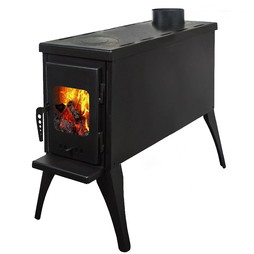 Печь-камин Афина Гранда с длинной топкой и варочной плитой, отапливаемое помещение 70 – 140 м³