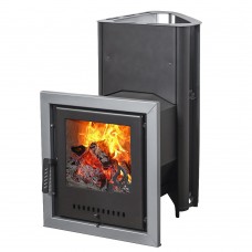 Печь для бани Варвара Бермуда угловая левая удлиненная топка