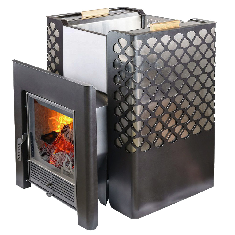 Печь для бани Варвара Грация 12 с двумя модульными баками по 45 л с выносной топкой 143 мм, парная 6 – 12 м³