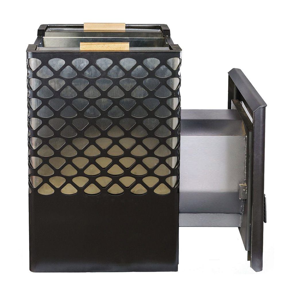 Печь для бани Варвара Грация 12 с двумя модульными баками по 45 л с выносной топкой 270 мм, парная 6 – 12 м³