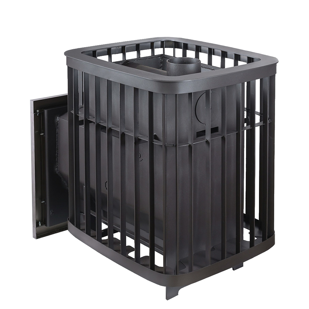 Печь для бани Варвара Каменка мини с выносной топкой 139 мм дверка со стеклом, парная 6 – 12 м³