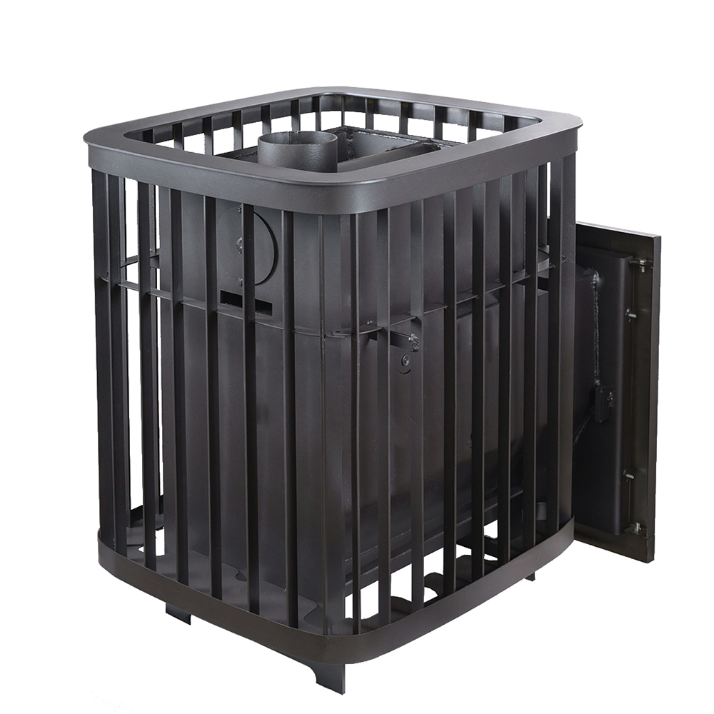 Печь для бани Варвара Каменка мини с выносной топкой 139 мм дверка со стеклом, парная 6 – 12 м³