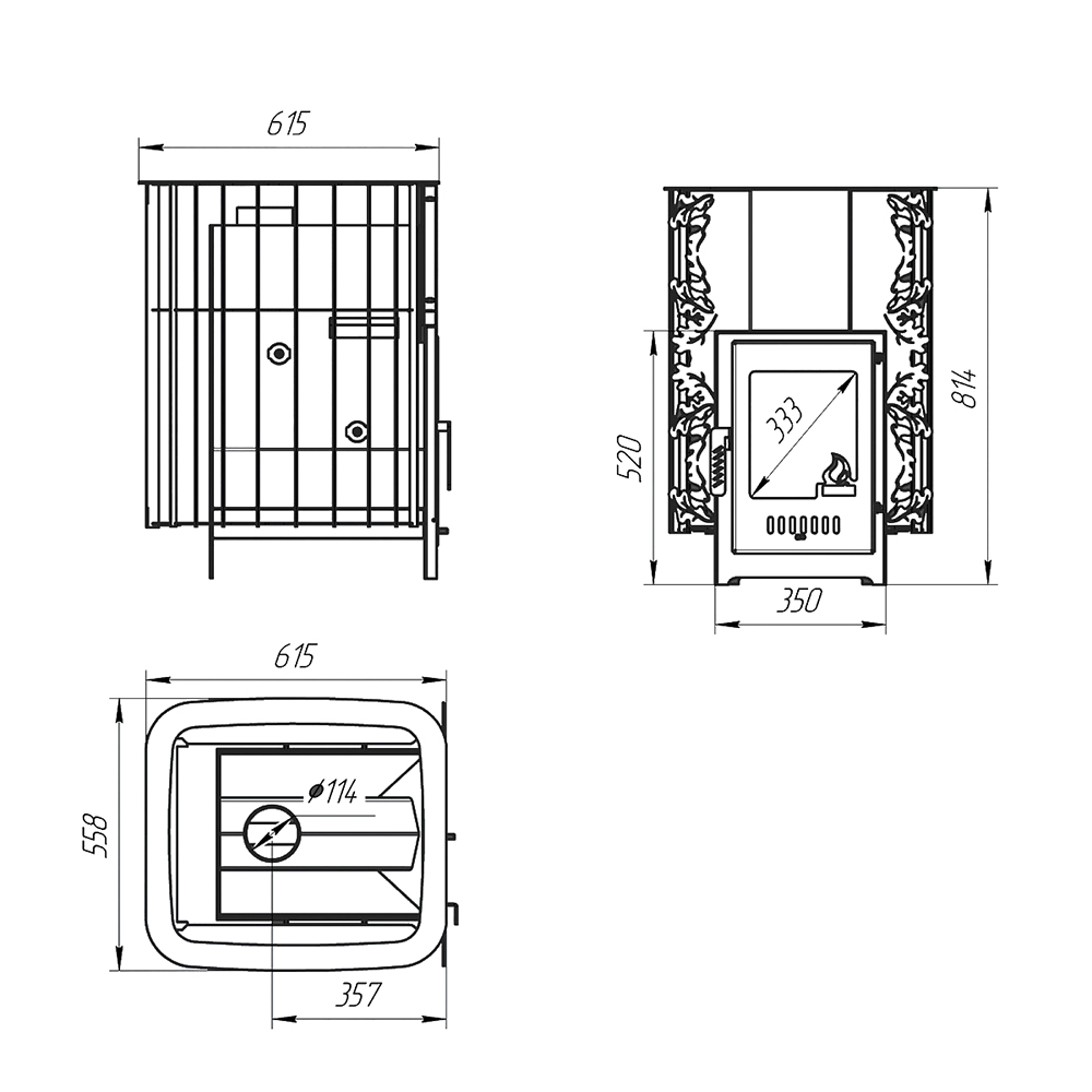 Печь для бани Варвара Каменка без выносной топки, дверка со стеклом, парная 12 – 24 м³