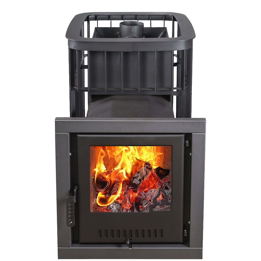 Печь для бани Варвара Каменка с выносной топкой 285 мм дверка со стеклом, парная 12 – 24 м³