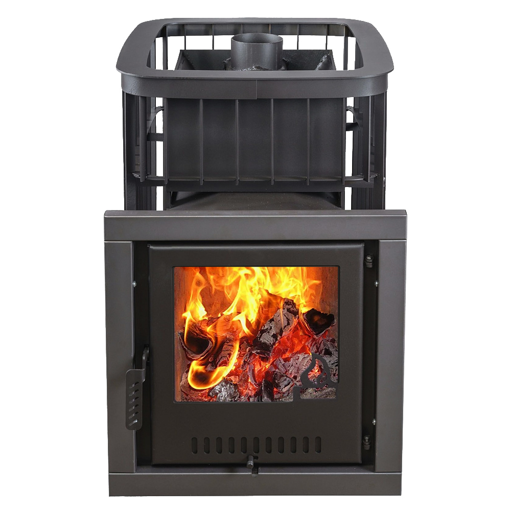 Печь для бани Варвара Каменка с выносной топкой 155 мм дверка со стеклом, парная 12 – 24 м³