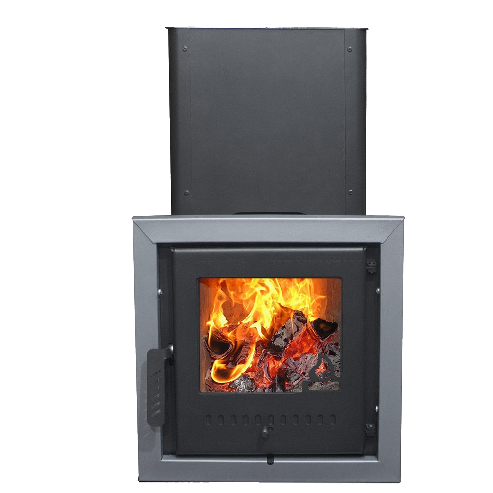 Печь для бани Варвара Пар 18  в кожухе с отверстиями с выносной топкой 225 мм дверка со стеклом, парная 12 – 18 м³