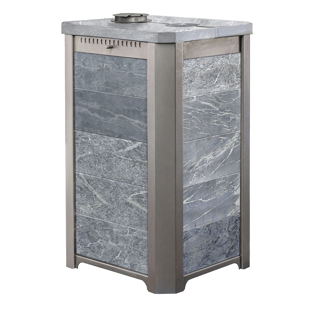 Печь для бани Варвара Сказка 24 "Дуэт" в облицовке Талькохлорит без выносной топки дверка со стеклом, парная 12 – 24 м³