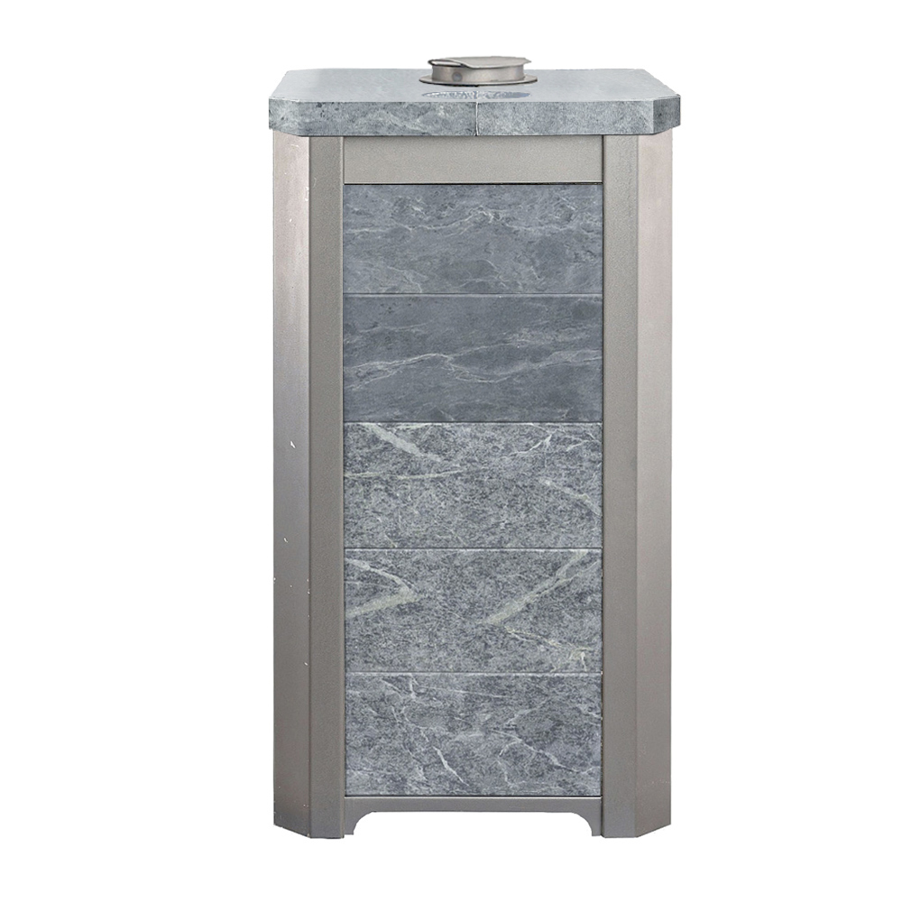 Печь для бани Варвара Сказка 24 "Дуэт" в облицовке Талькохлорит без выносной топки дверка со стеклом, парная 12 – 24 м³