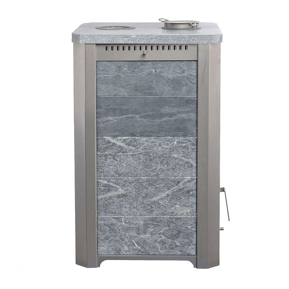 Печь для бани Варвара Сказка 24 "Дуэт" в облицовке Талькохлорит без выносной топки дверка со стеклом, парная 12 – 24 м³