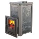 Печь для бани Варвара Сказка 12 Мини в облицовке Пироксенит c выносной топкой 150 мм дверка со стеклом, парная 6 – 12 м³