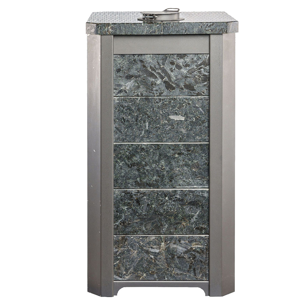 Печь для бани Варвара Сказка 12 Мини в облицовке Пироксенит c выносной топкой 150 мм дверка со стеклом, парная 6 – 12 м³