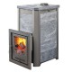 Печь для бани Варвара Сказка 24 в облицовке Талькохлорит c выносной топкой 166 мм дверка со стеклом, парная 12 – 24 м³