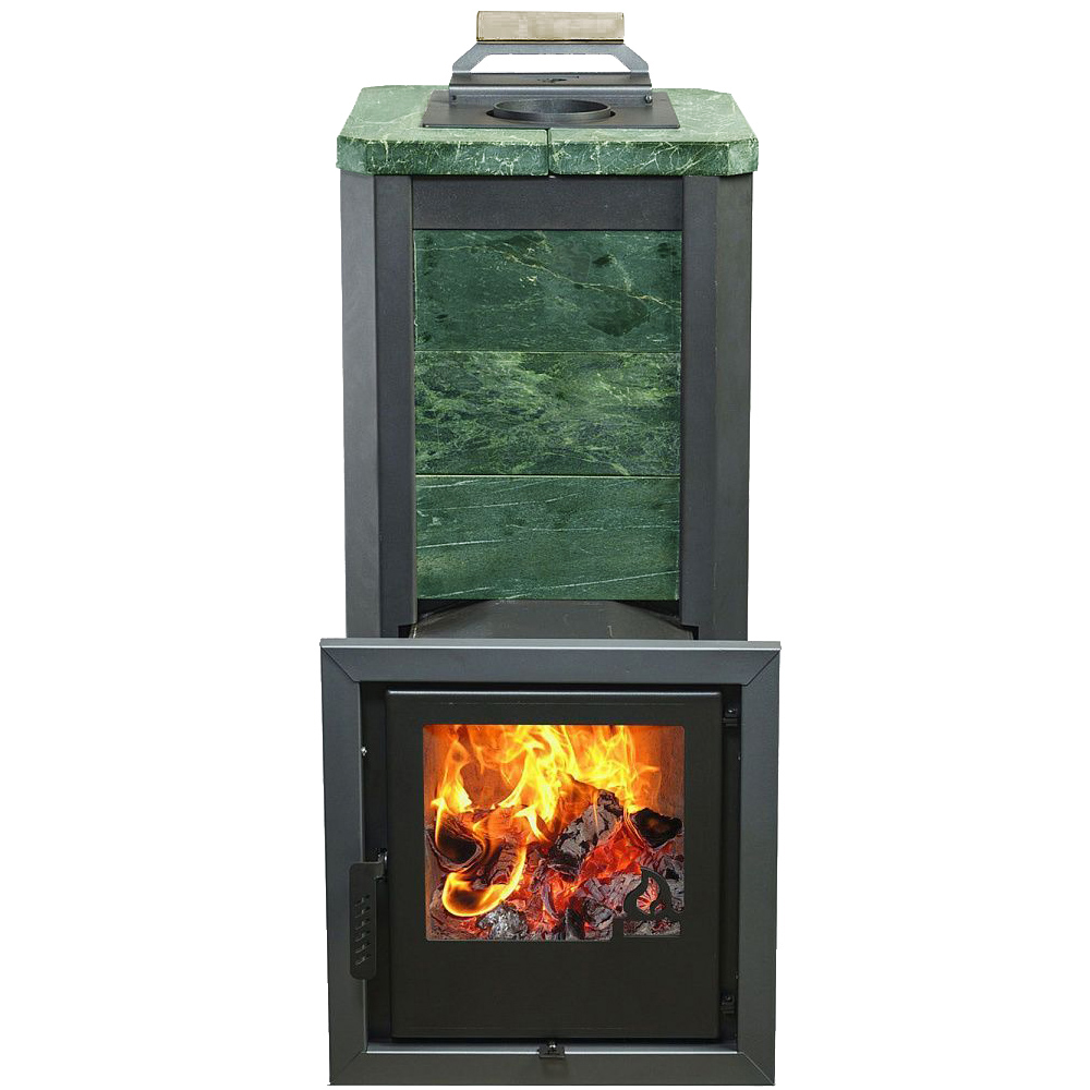 Печь для бани Варвара ТЕРМА Сказка Мини в облицовке Змеевик c выносной топкой 180 мм, парная 6 – 16 м³