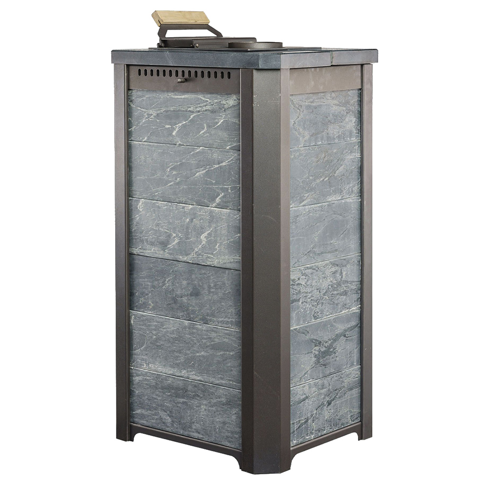 Печь для бани Варвара ТЕРМА Сказка 16 Мини в облицовке Талькохлорит без выносной топки дверка со стеклом, парная 6 – 16 м³