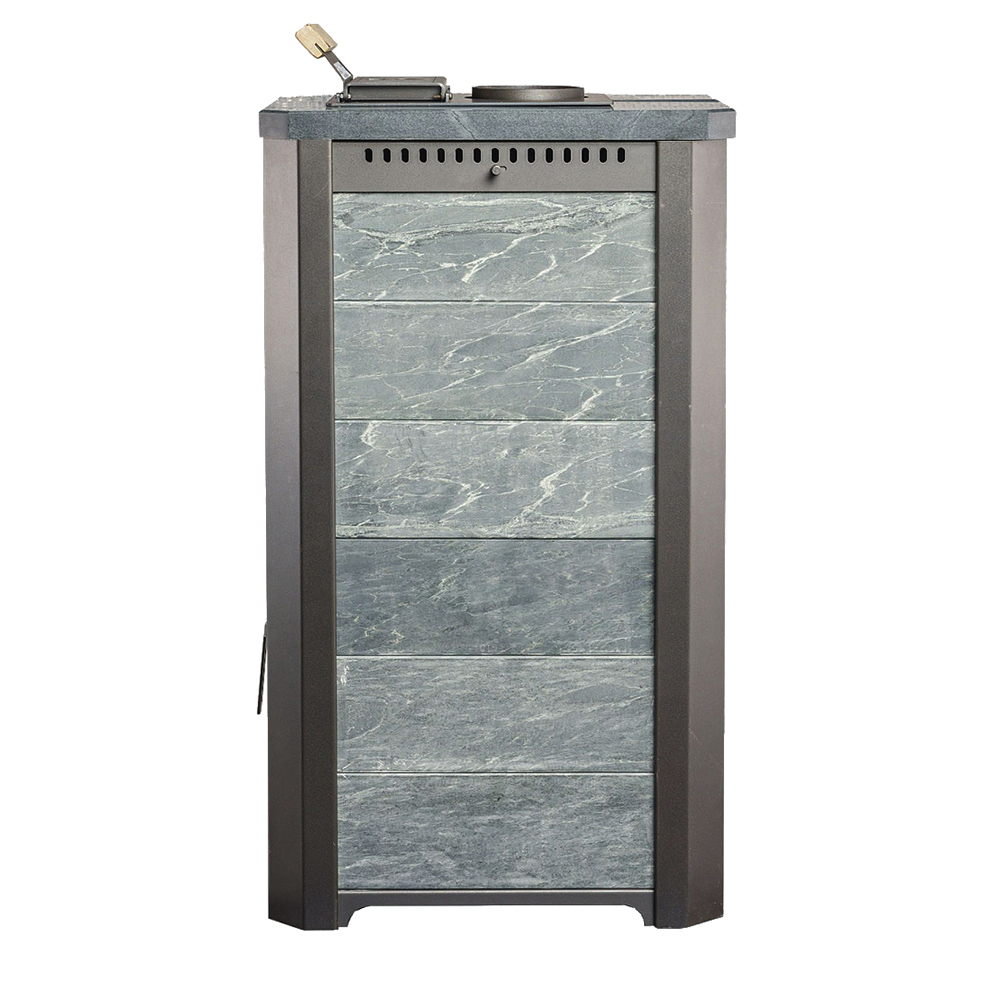 Печь для бани Варвара ТЕРМА Сказка 16 Мини в облицовке Талькохлорит без выносной топки дверка со стеклом, парная 6 – 16 м³