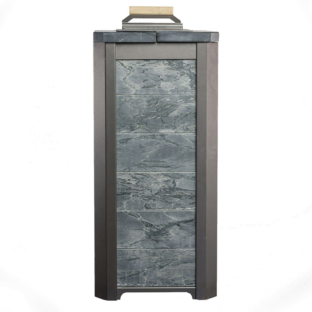 Печь для бани Варвара ТЕРМА Сказка 16 Мини в облицовке Талькохлорит c выносной топкой 180 мм дверка со стеклом, парная 6 – 16 м³