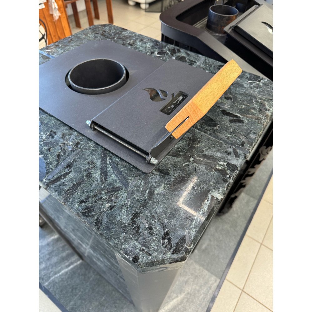 Печь для бани Варвара ТЕРМА Сказка 28 в облицовке Пироксенит c выносной топкой 270 мм дверка со стеклом,, парная 16 – 28 м³