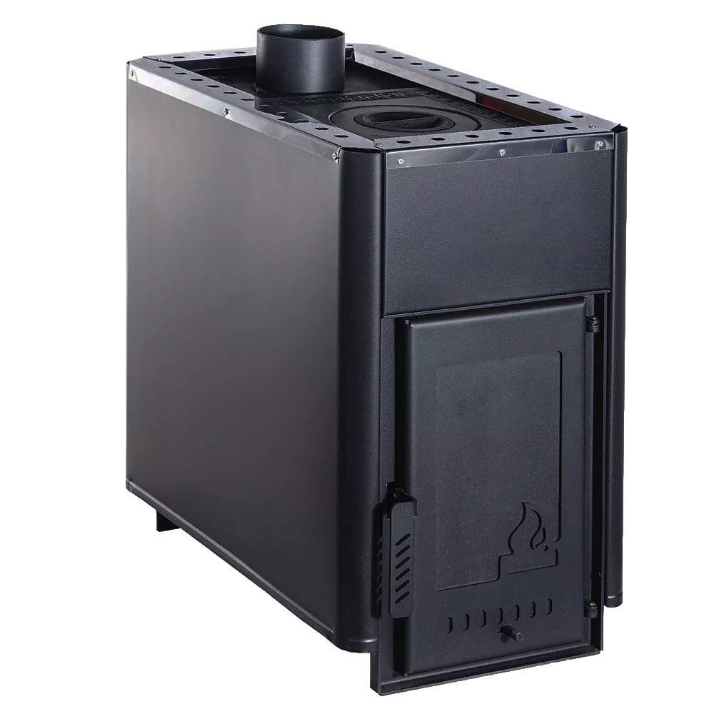 Отопительно-варочная печь Варвара Уют 1-конфорочная с верхним дымоходом, дверка с заглушкой под стекло, до 150 м³