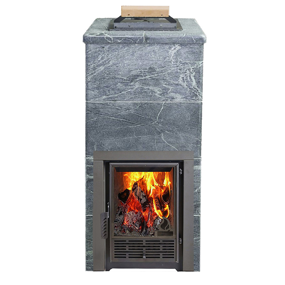 Печь для бани Варвара ТЕРМА Элегант в облицовке Талькохлорит без выносной топки дверка со стеклом, парная 16 – 28 м³