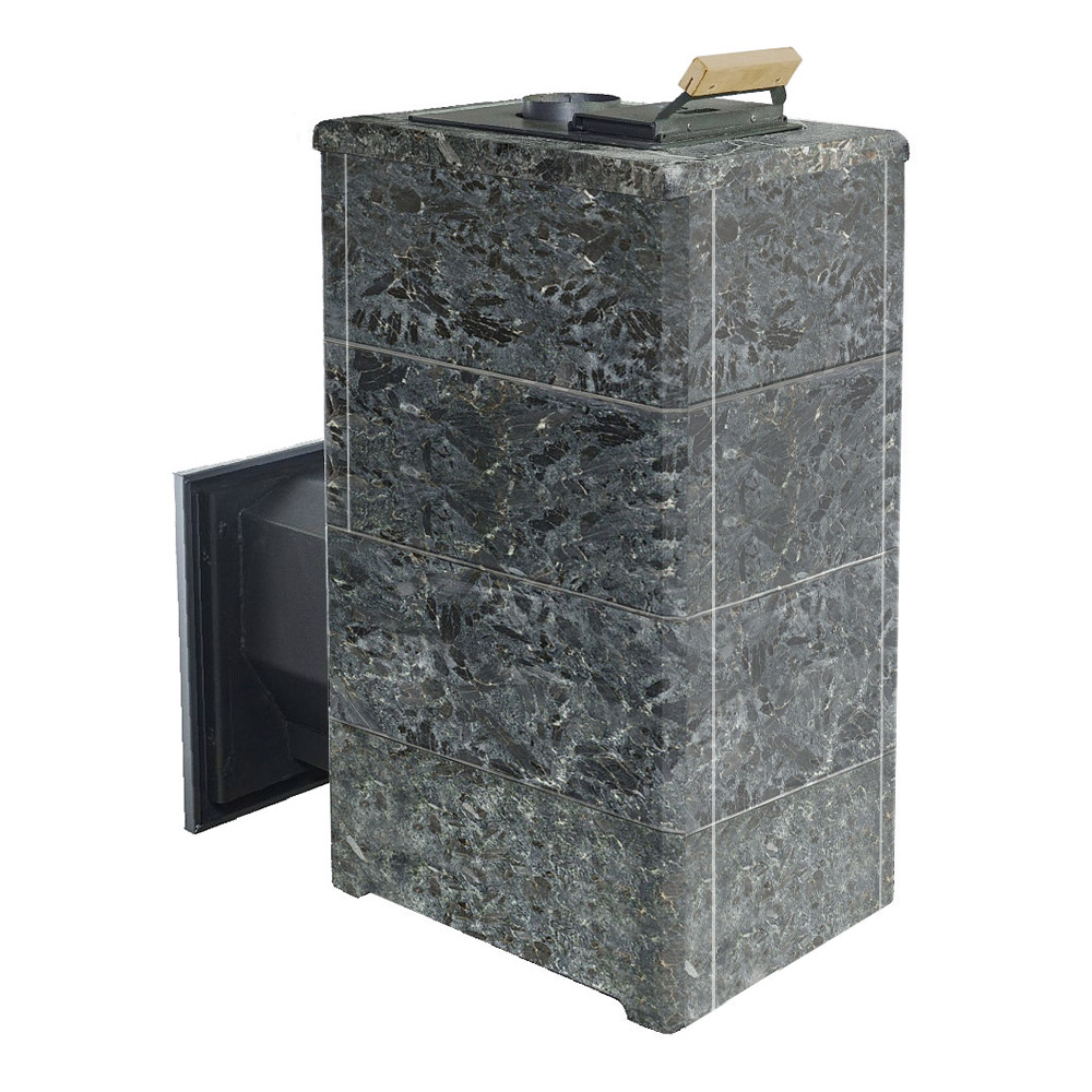 Печь для бани Варвара ТЕРМА Элегант в облицовке Пироксенит c выносной топкой 340 мм дверка со стеклом, парная 16 – 28 м³