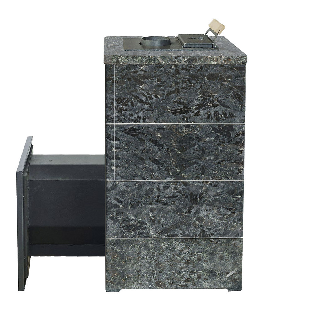 Печь для бани Варвара ТЕРМА Элегант в облицовке Пироксенит c выносной топкой 340 мм дверка со стеклом, парная 16 – 28 м³