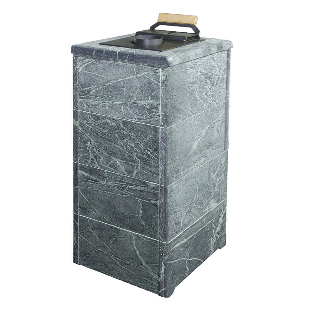 Печь для бани Варвара ТЕРМА Элегант в облицовке Талькохлорит без выносной топки дверка со стеклом, парная 16 – 28 м³