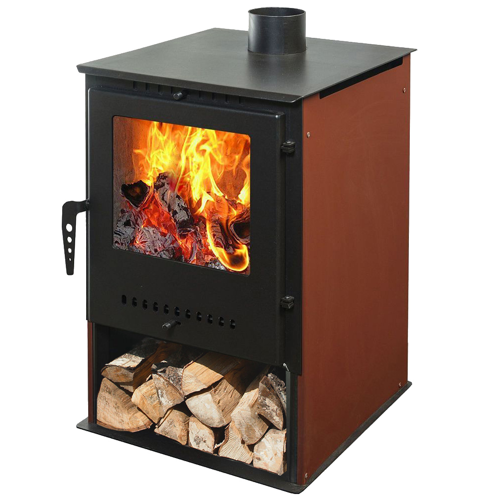 Печь-камин Гармония 105 терракот с опорой-дровницей