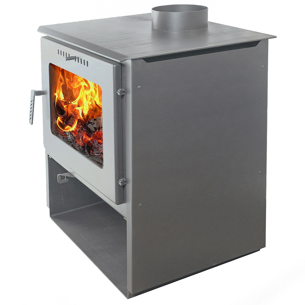 Печь-камин Гармония 807 графит (серый) с опорой-дровницей