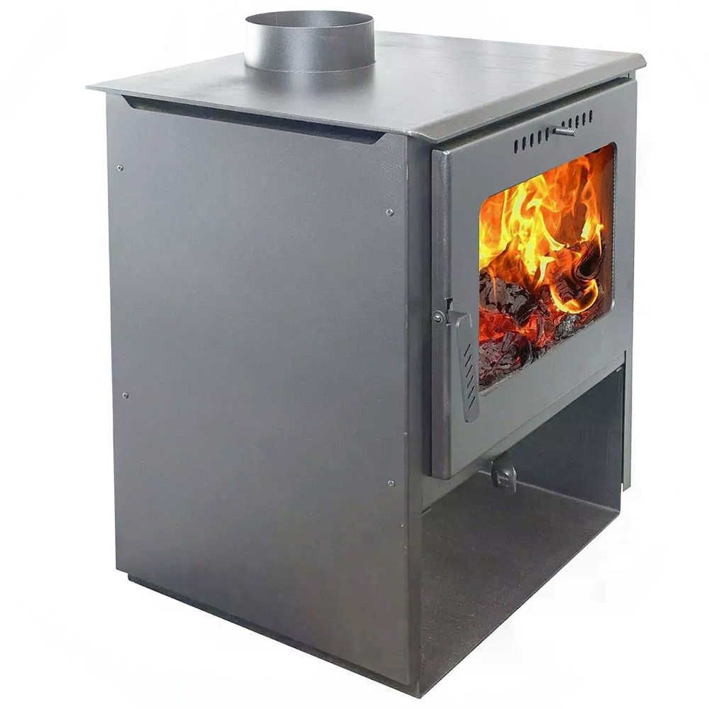 Печь-камин Гармония 807 графит (серый) с опорой-дровницей