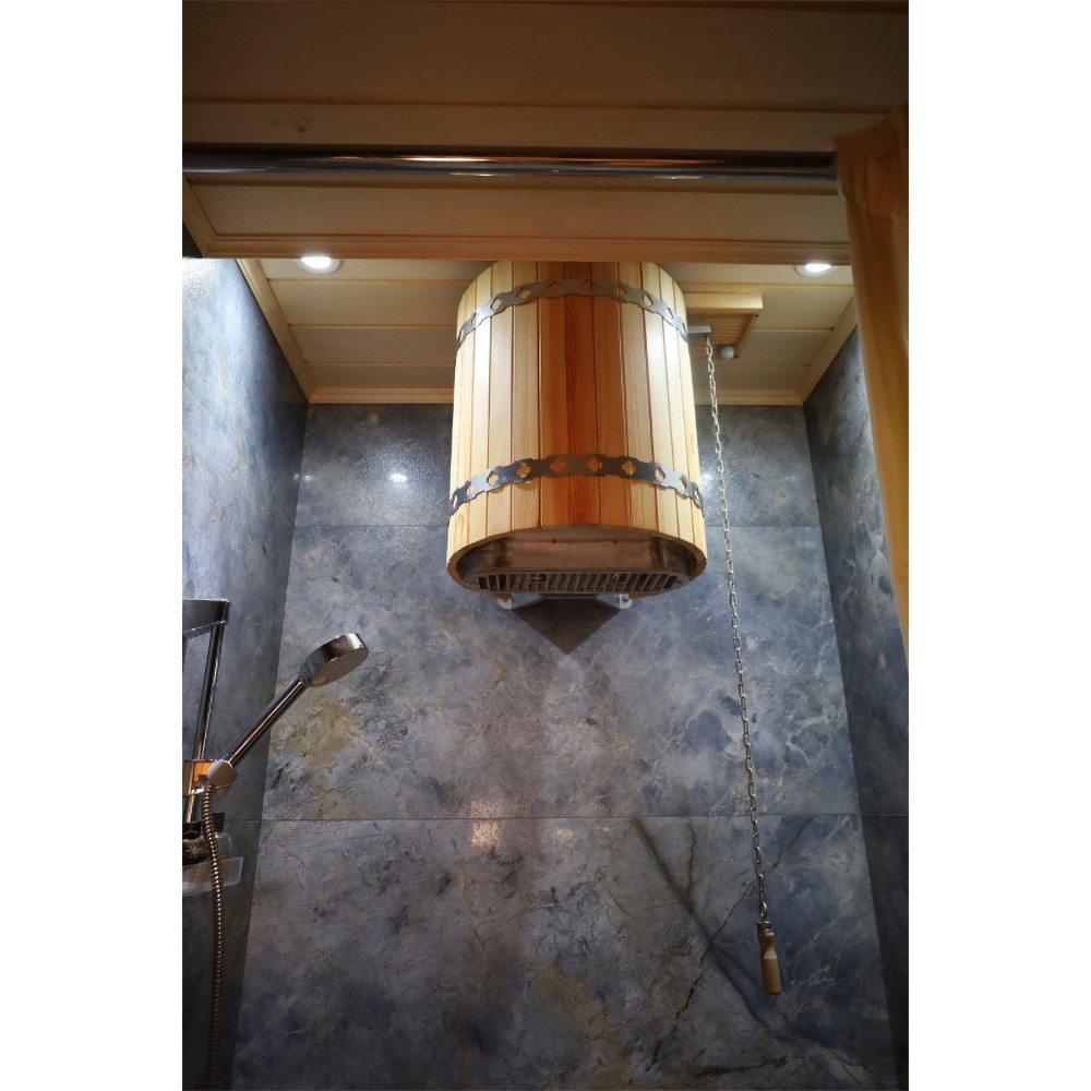 Обливное устройство «Водопад» из кедра с нержавеющей вставкой объемом 50 литров Обливное устройство «Водопад» из кедра с нержавеющей вставкой объемом 50 литров