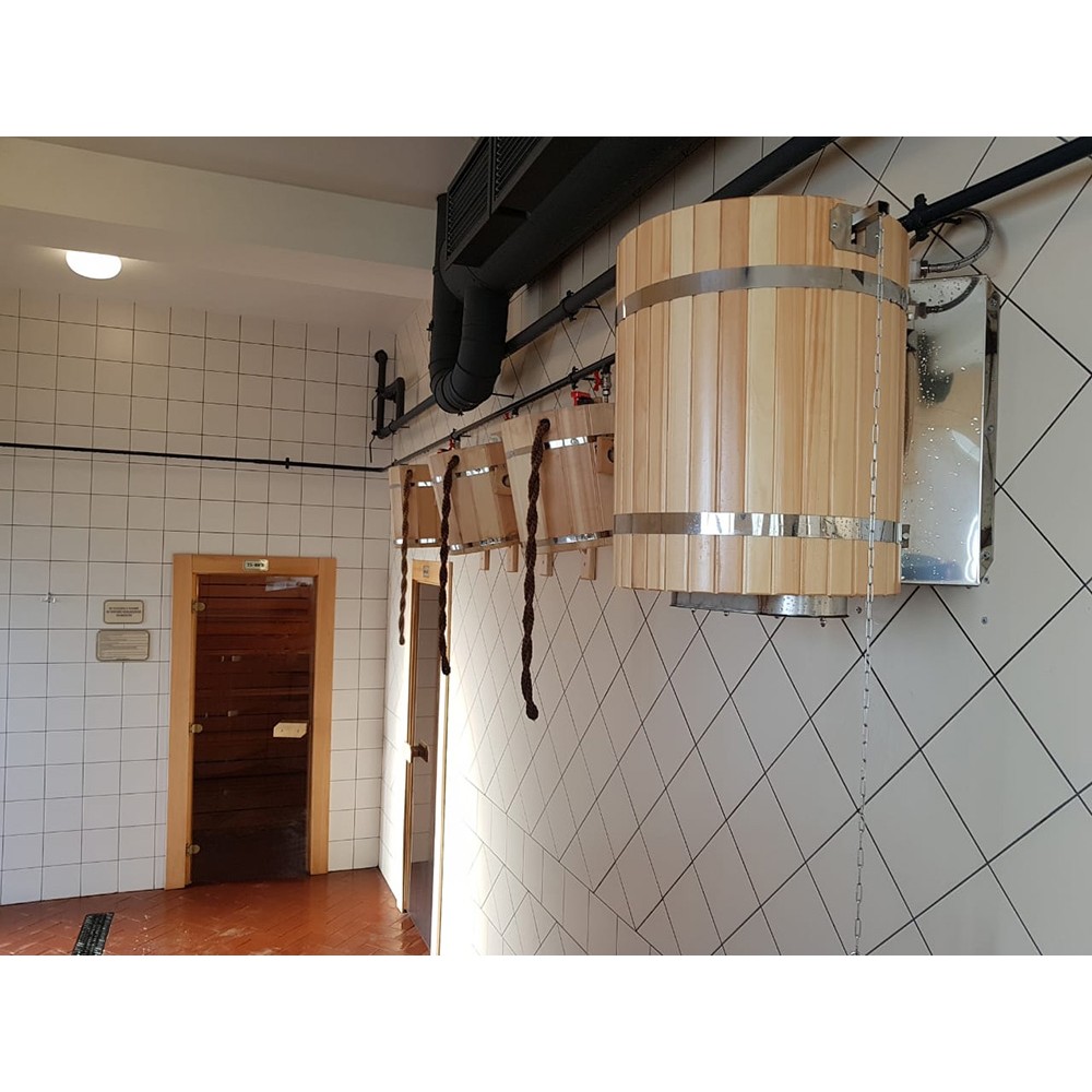 Обливное устройство «Водопад» из кедра с нержавеющей вставкой объемом 50 литров Обливное устройство «Водопад» из кедра с нержавеющей вставкой объемом 50 литров