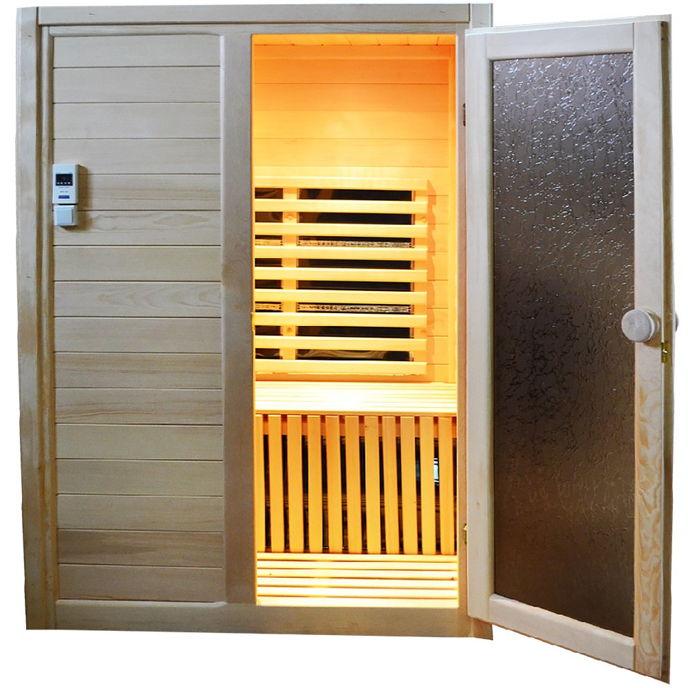 Двухместная кабина из кедра с карбоновыми излучателями