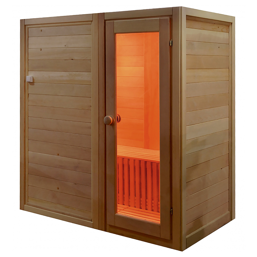 Трехместная кабина из кедра с карбоновыми излучателями