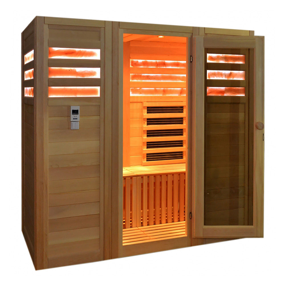 Трехместная кабина из кедра с карбоновыми излучателями