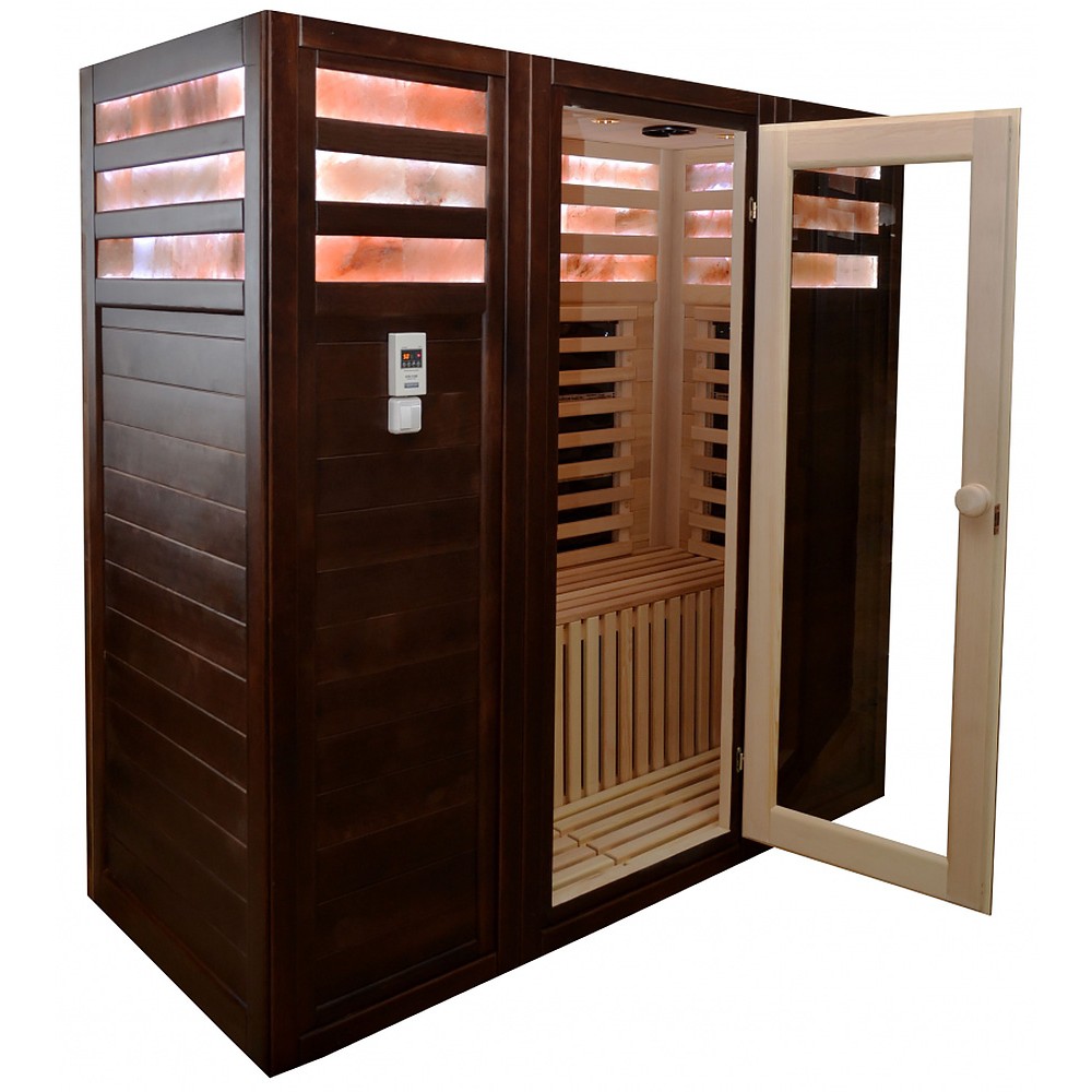 Трехместная кабина из кедра с карбоновыми излучателями