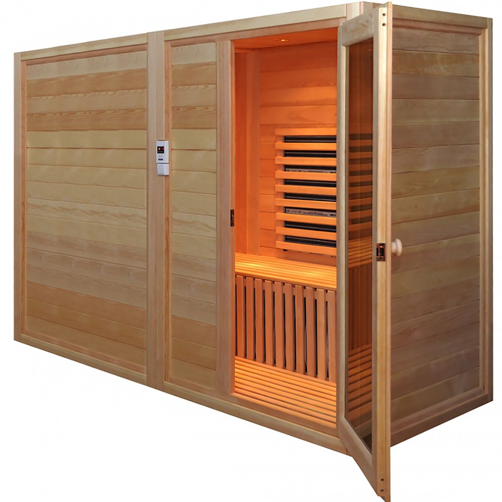 Четырехместная кабина из кедра с карбоновыми излучателями