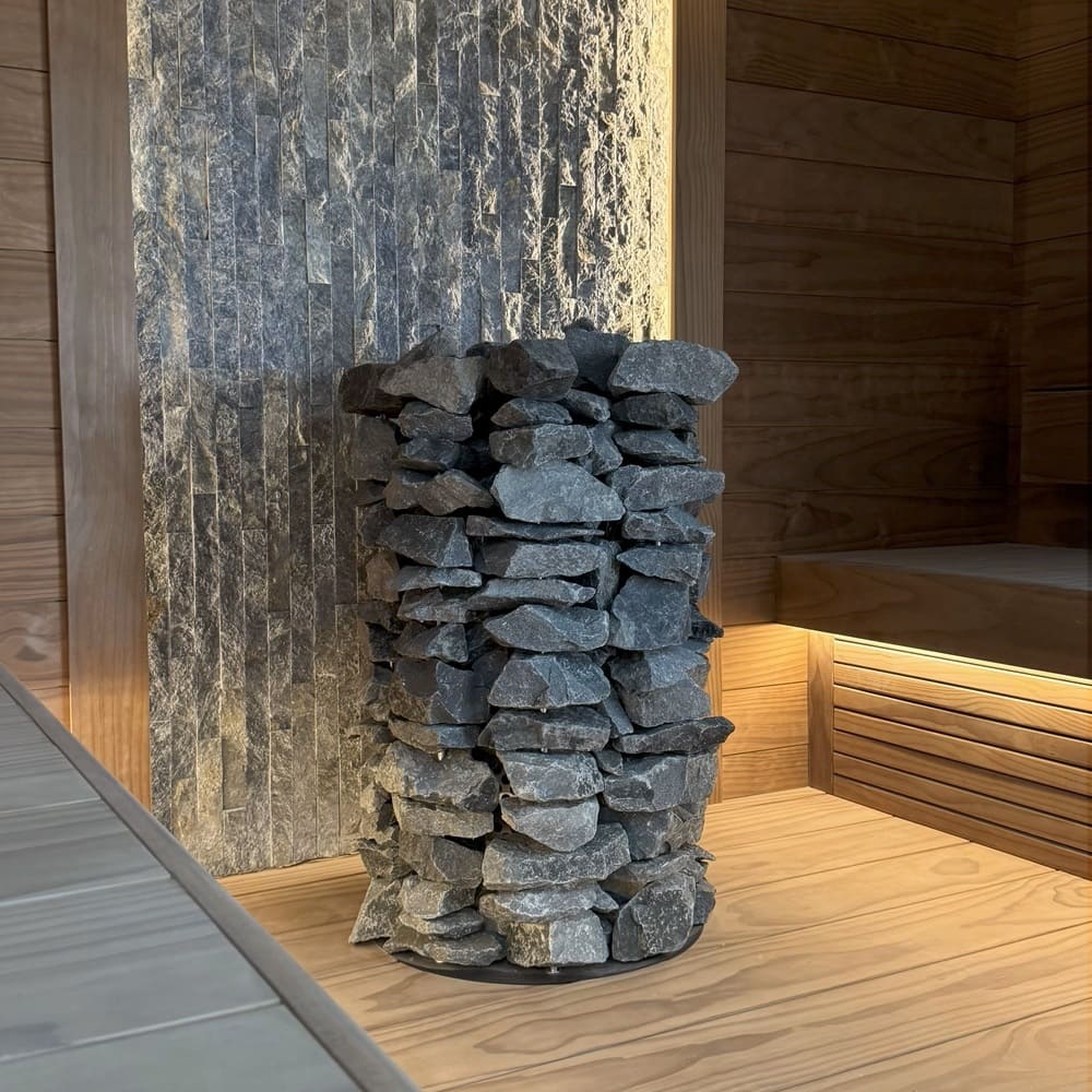 Электрическая печь BORN® rock, мощность 12 кВт для парной 10 — 25 м³ в комплекте  камнями (оливин-диабаз)