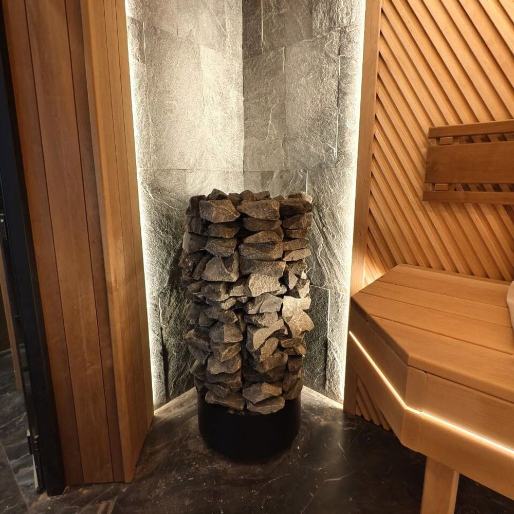 Электрическая печь BORN® rock, мощность 12 кВт для парной 10 — 25 м³ в комплекте  камнями (оливин-диабаз)