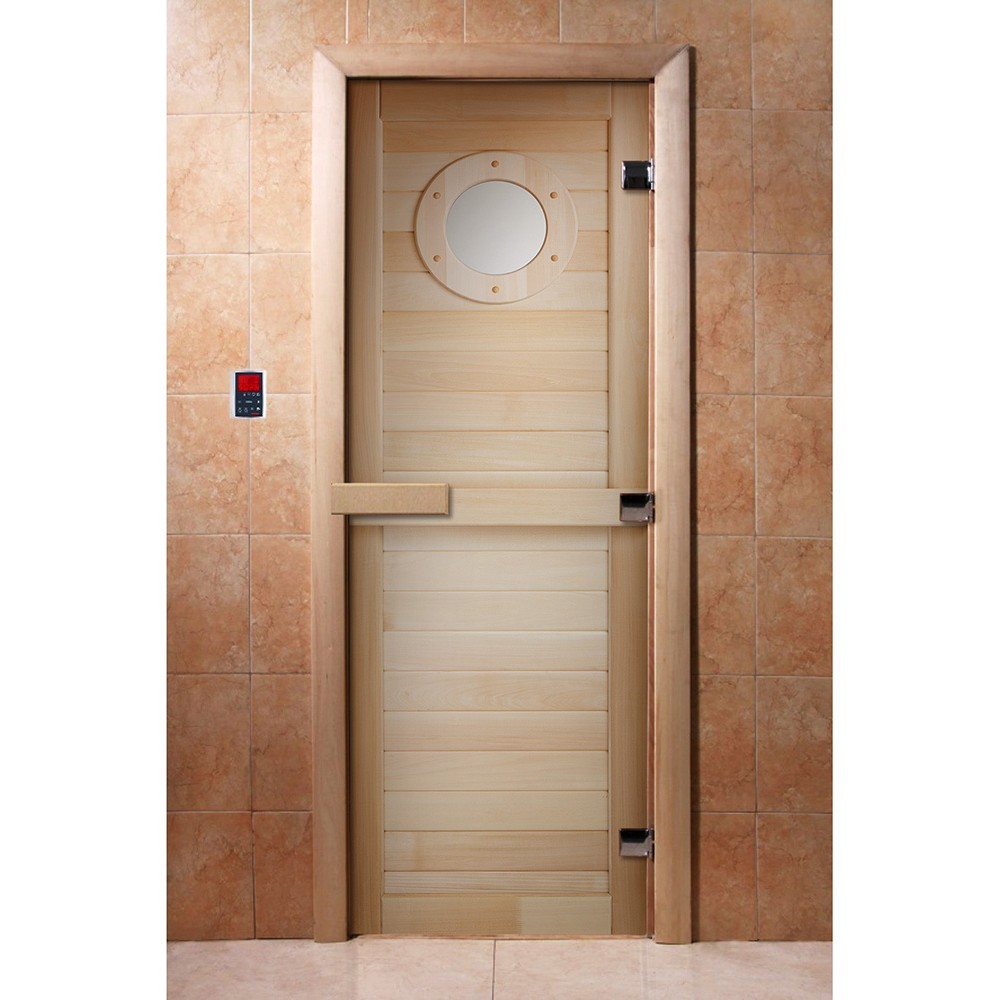 Дверь стеклянная DoorWood 800*2000 "С фотопечатью A023" стекло с фото-рисунком 8 мм, коробка ольха, деревянная ручка