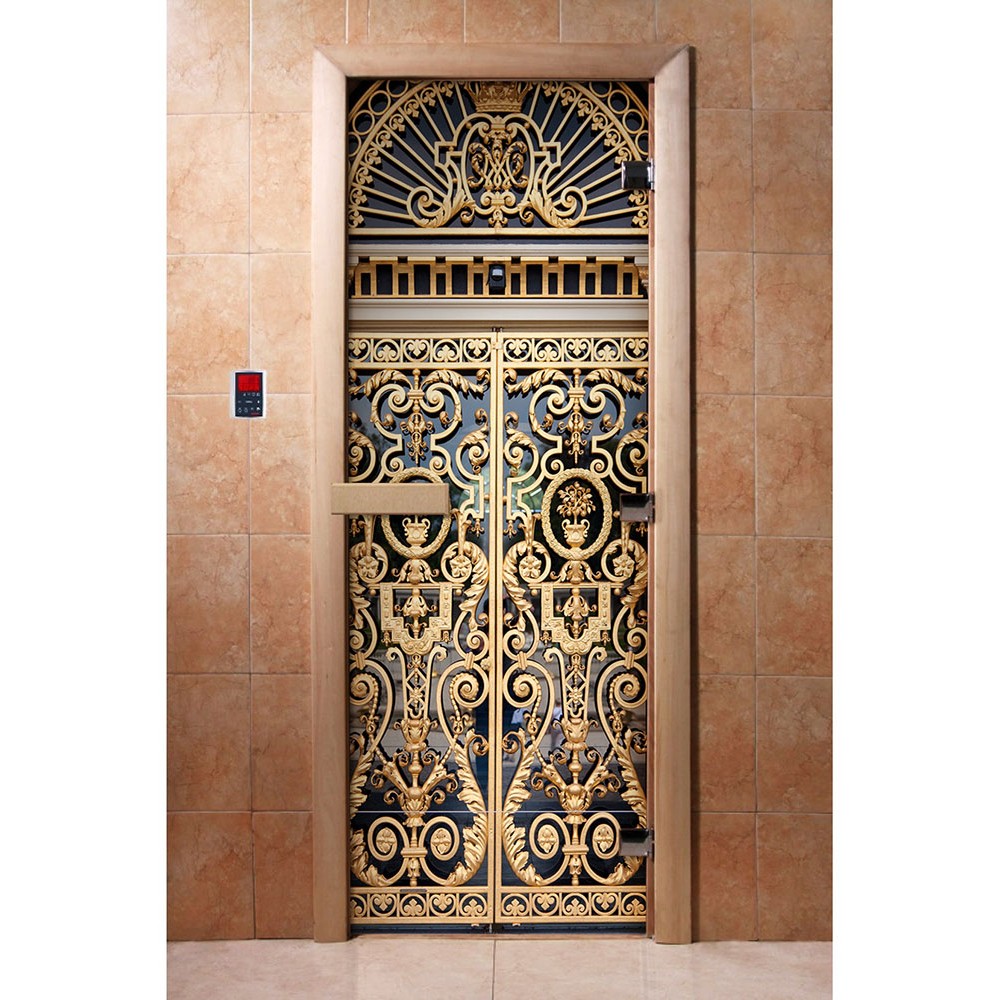 Дверь стеклянная DoorWood 800*2000 "С фотопечатью A029" стекло с фото-рисунком 8 мм, коробка ольха, деревянная ручка
