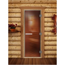 Дверь стеклянная DoorWood 800*2000 "Престиж Лайт Бронза" стекло бронза прозрачная 8 мм, коробка ольха, ручка алюминий/дерево
