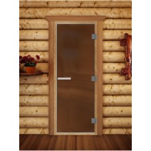 Дверь стеклянная DoorWood 800*2000 "Престиж Лайт Бронза матовая" стекло бронза матовая 8 мм, коробка ольха, ручка алюминий/дерево