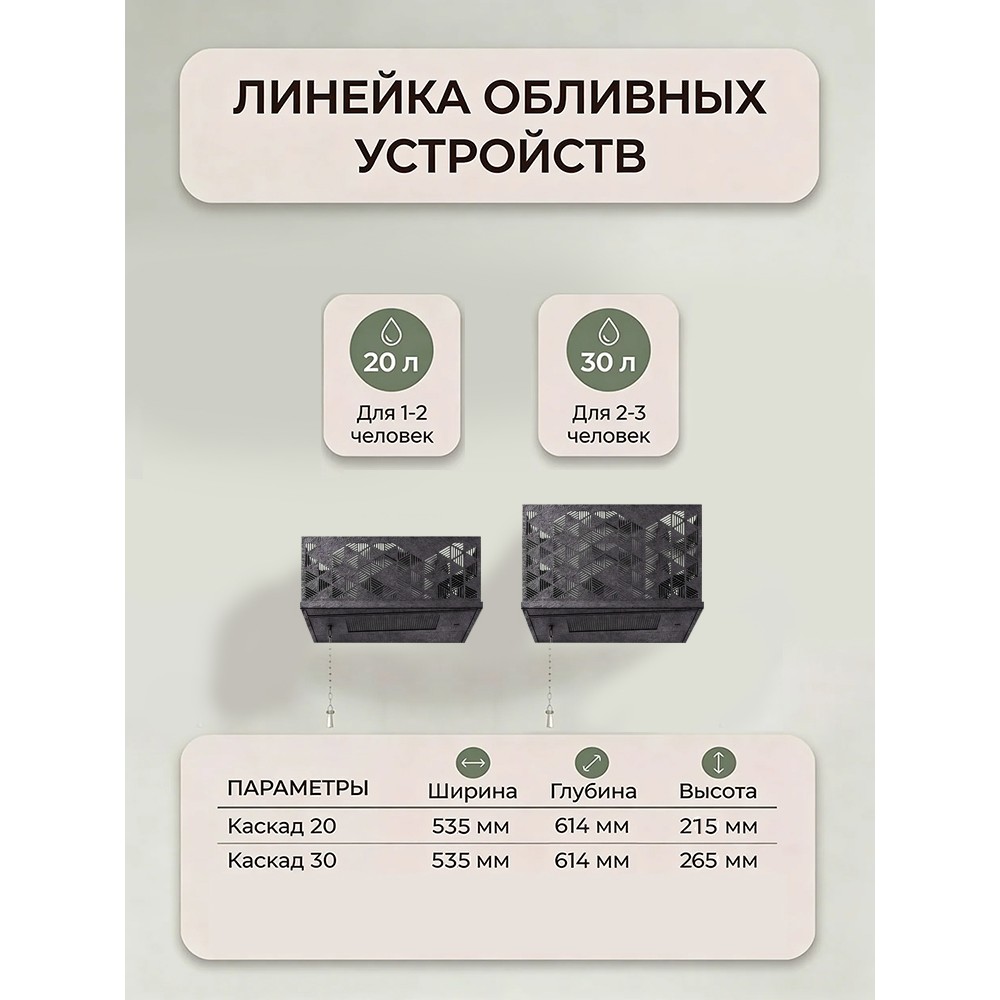 Обливное устройство КАСКАД 30 литров в кожухе сетке Хай-Тек черный