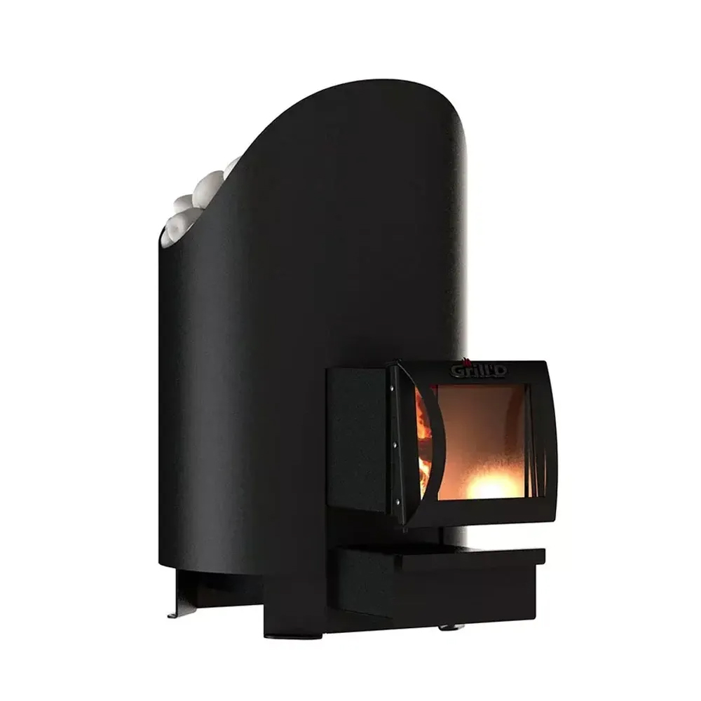 Дровяная банная печь Grill'D Aurora 160 с вынсной топкой и дверцей со стеклом